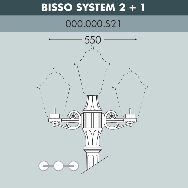Консоль для паркового фонаря FUMAGALLI BISSO SYS 2L+1  000.000.S21.A0 — уличный светильник Fumagalli