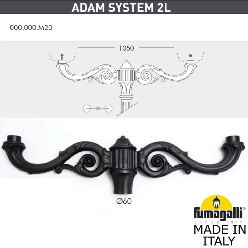 Консоль для паркового фонаря FUMAGALLI ADAM SYS 2L  000.000.M20.A0 — уличный светильник Fumagalli